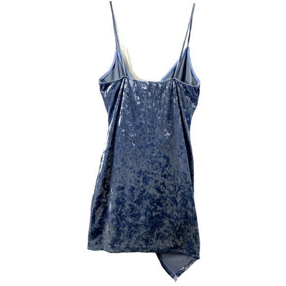 Womens Crushed Velvet Dress Sz Large Blue Ruched Fairy Hoco Party Event - Picture 1 of 9